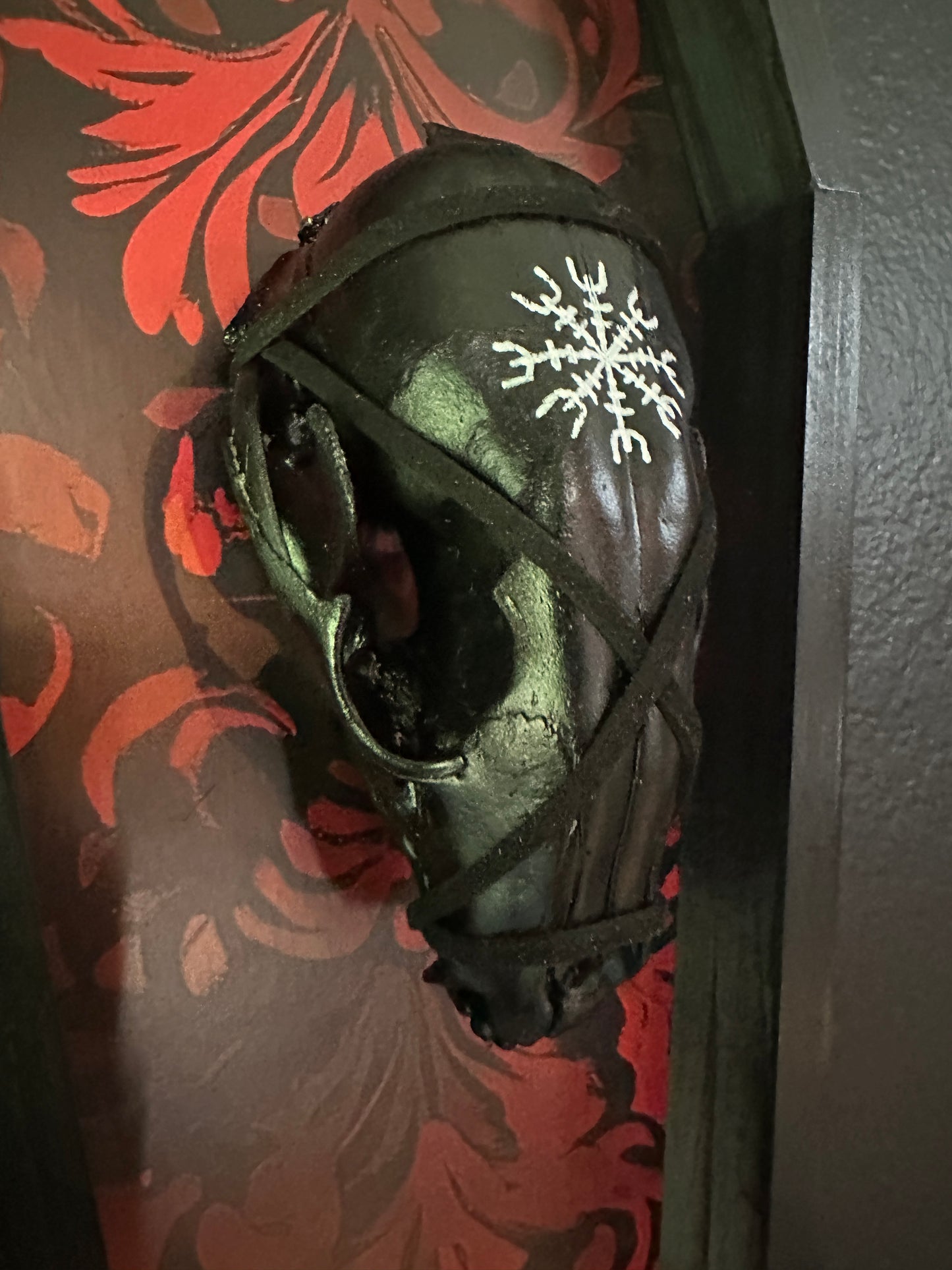 Toe Pincher Coffin Framed Raccoon Skull Flat Black