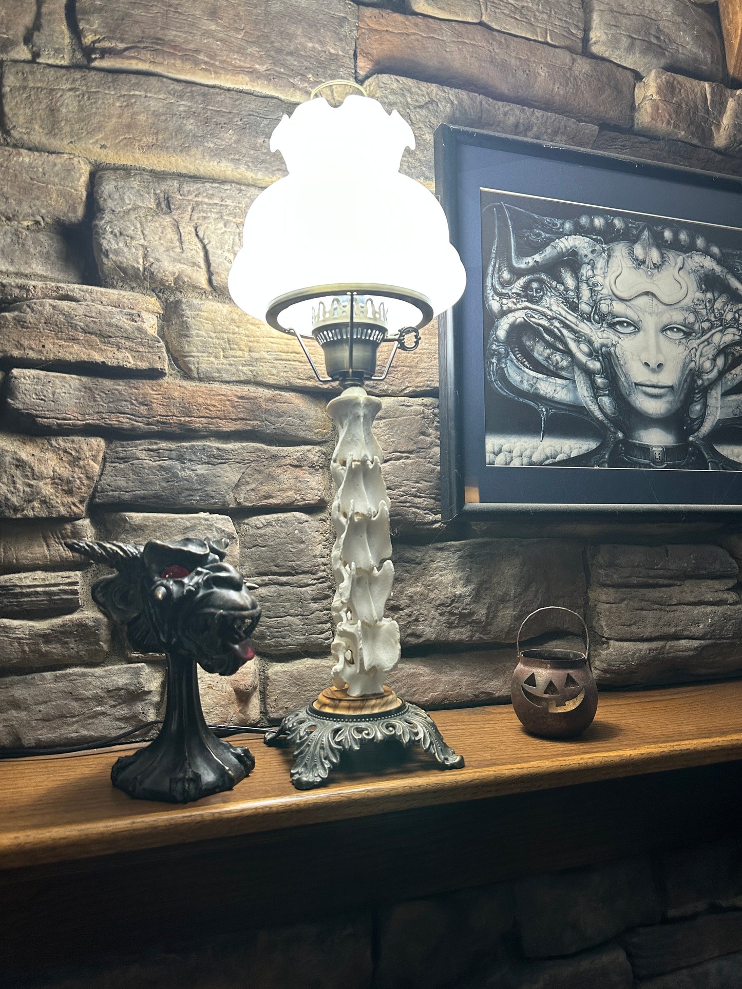 Deer Spine Table Lamp Olive Wood