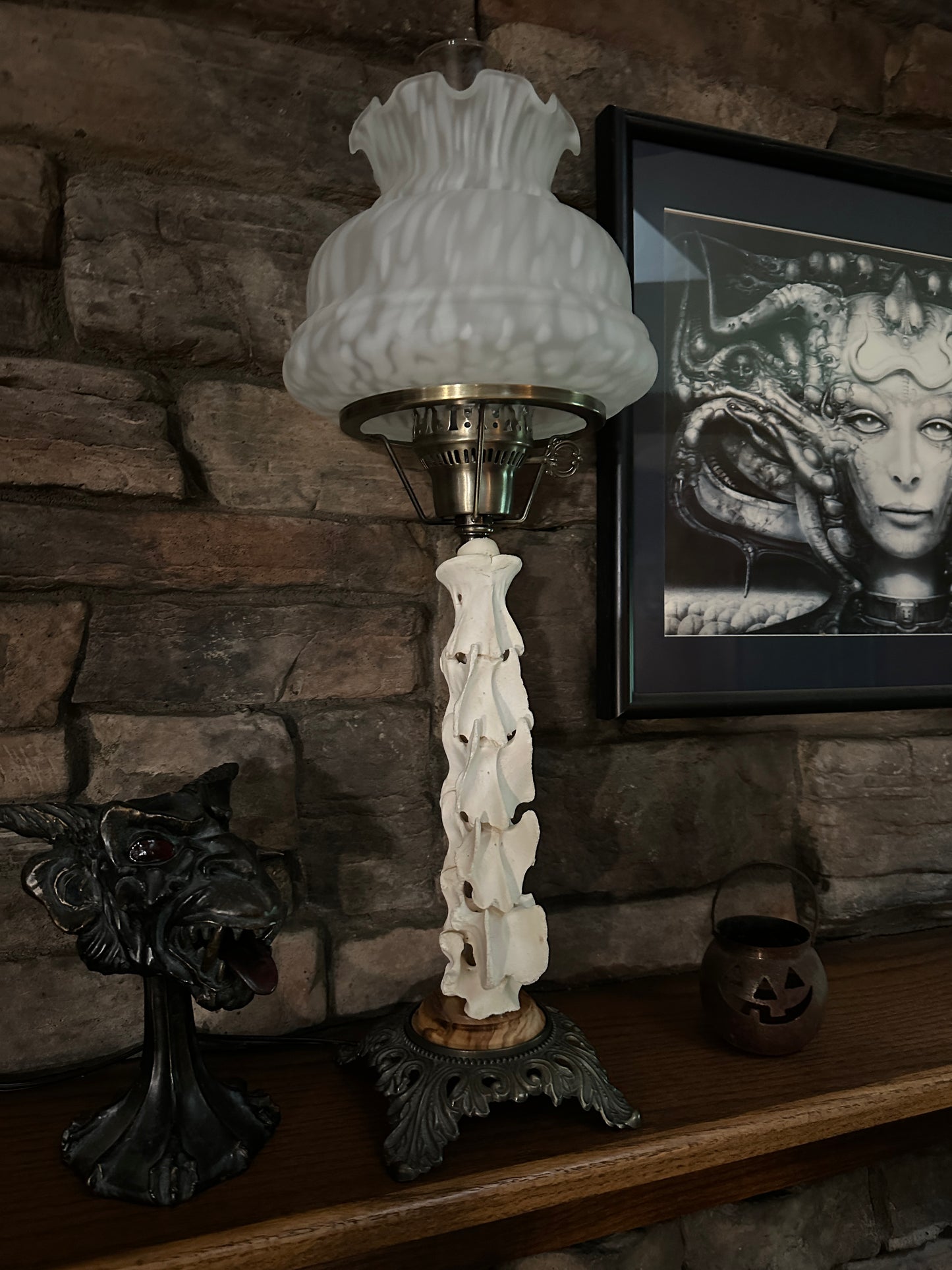 Deer Spine Table Lamp Olive Wood