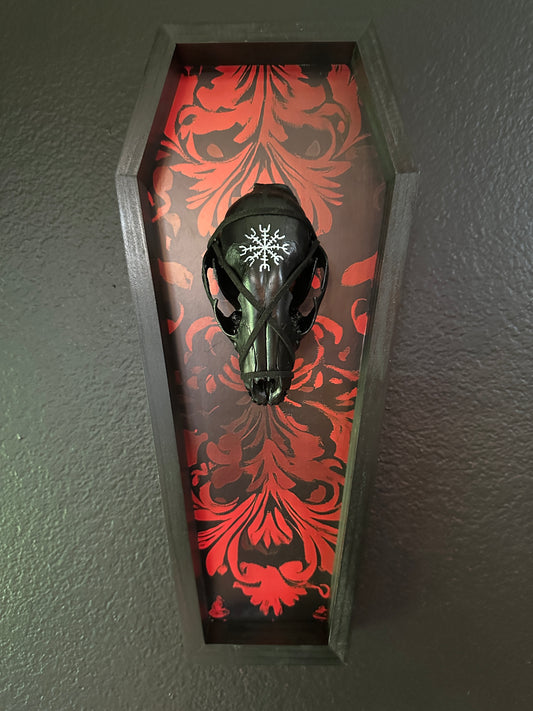 Toe Pincher Coffin Framed Raccoon Skull Flat Black