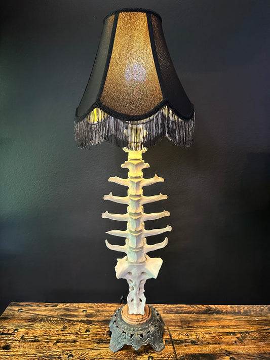 Elk Spine Table Lamp Zebra Wood
