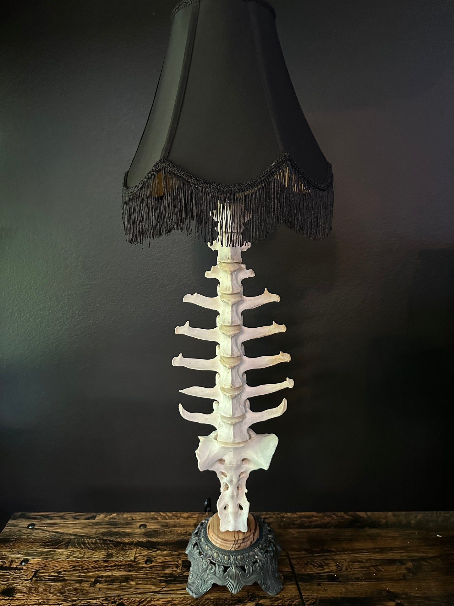 Elk Spine Table Lamp Zebra Wood